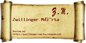 Zwillinger Márta névjegykártya